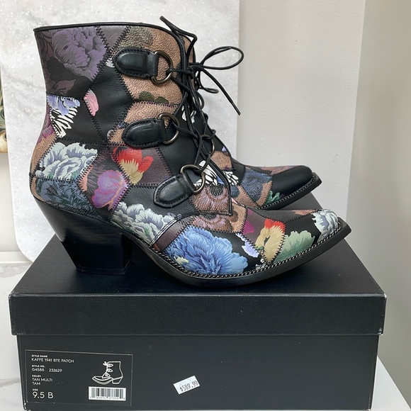 EUC Coach x Kaffe Fassett Lace Up Chain Bootie Sz 9.5 EU40 Rare - Picture 1 of 16